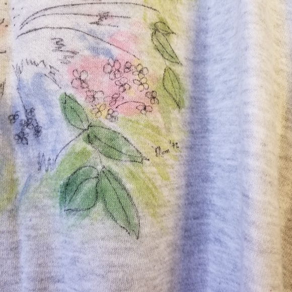 🐰 Vintage 90s Handpainted Bunny Sweatshirt Large Made in USA 🎨 - Picture 4 of 9